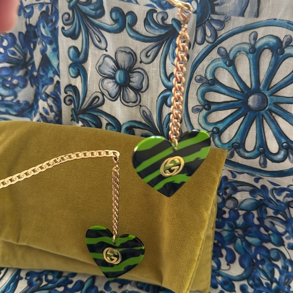 GUCCI Zebra-print cat-eye sunglasses and clips worn once GREEN & Black & Gold - Picture 9 of 10